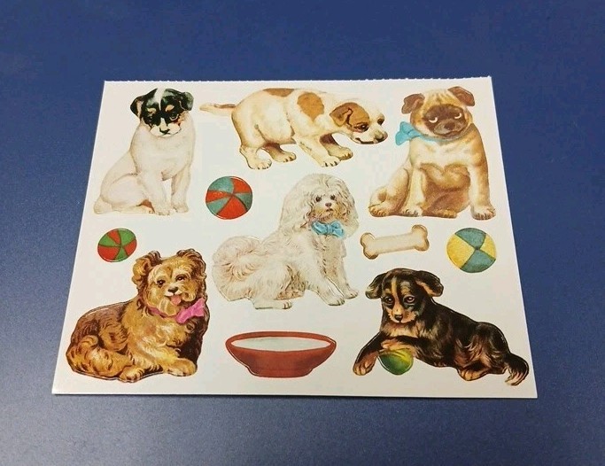 Vintage Punch Studio CUTE PUPPIES gifted stickers Mod 3.5″x4″