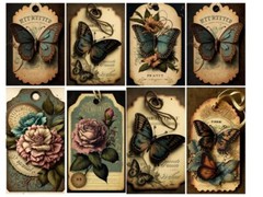 8 PCs butterfly Tags Junk Journal Scrapbook USA Seller