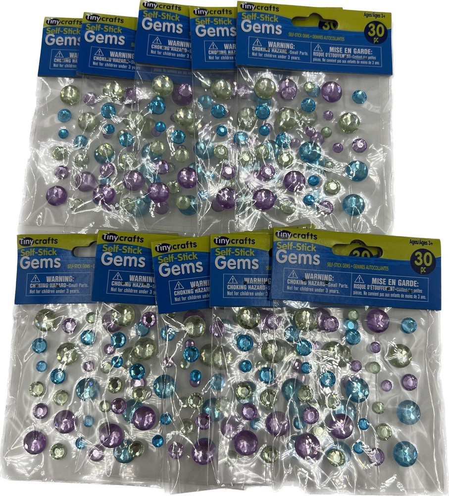 10 Packs Of 30 Tiny Crafts Self Stick Gems 10 packs multicolor 300 Gems Stickers