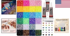 24 Mix Jelly AB Colors 3mm Rhinestones with Glue for Nail Art and Crafts