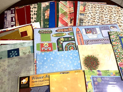 Scrapbooking Christmas 12 x 12 Paper Lot 121 Total +Extra Unopened Packs, Loose