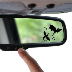 Set of 6 Tiny Dragons Rearview Vinyl Decal Celestial 1.78 inches, Black