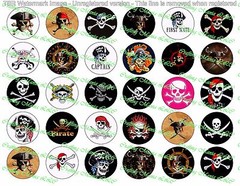 30 Precut 1″ Pirates Bottle cap Images Set 2