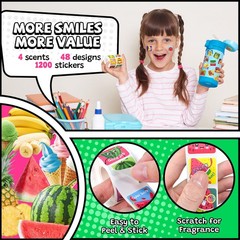 1200 Pcs Scented Stickers for Kids, 4 Rolls Scratch and Sniff Smelly Motivati…
