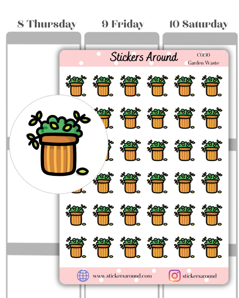 Garden Waste Icon Planner Sticker, Garden Chores, Calendar & Journal Stickers