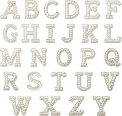 26PCS Self Adhesive A-Z Letters Patches Rhinestone Pearl Alphabet Applique Decor