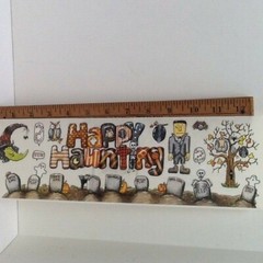 12″ Halloween Border & SCRAPBOOK STICKERS Tombstone Graveyard STICKER PARADE