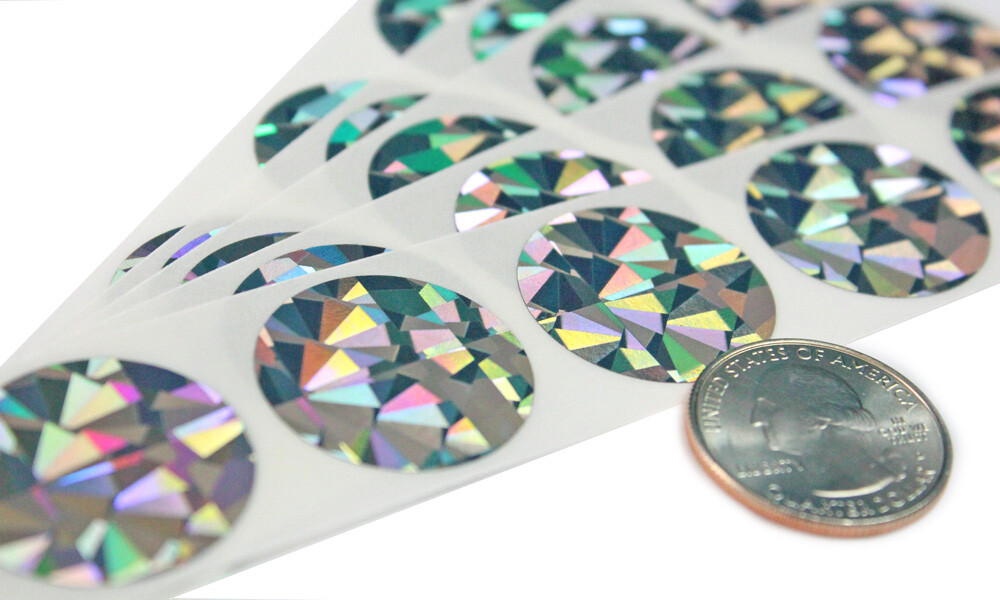 Silver Hologram Holographic Bling Stickers 1″ Round Envelope Seal Reseller Suppy