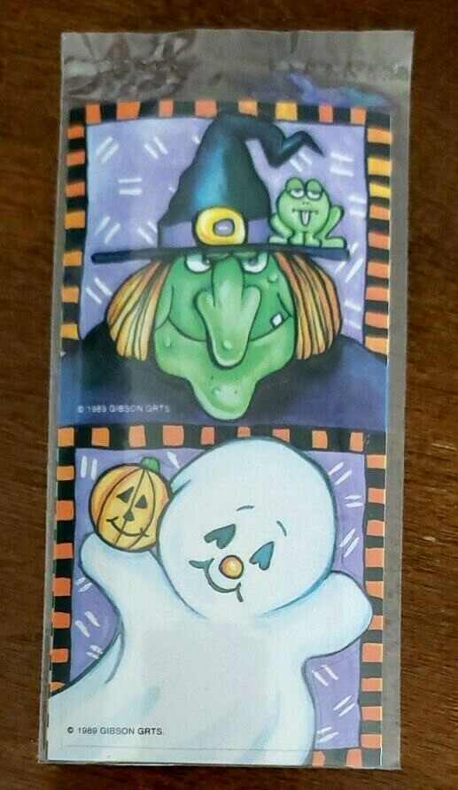 Vintage Gibson Greetings Stick-R-Treats stickers, NIP, Witch and ghost