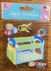 RARE Jolees Pack N PLAY Time Play-Pen Toys Pack-N-Play Blocks Keys Ring Worm 3D