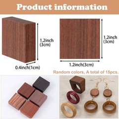 PAGOW 15Pcs Wood Blanks Ring Craft, Rings Wood Blanks with 15 Different Natur…