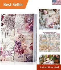 160 Sheets Vintage Flower Scrapbook Paper, Junk Journal Supplies, Purple Pink…