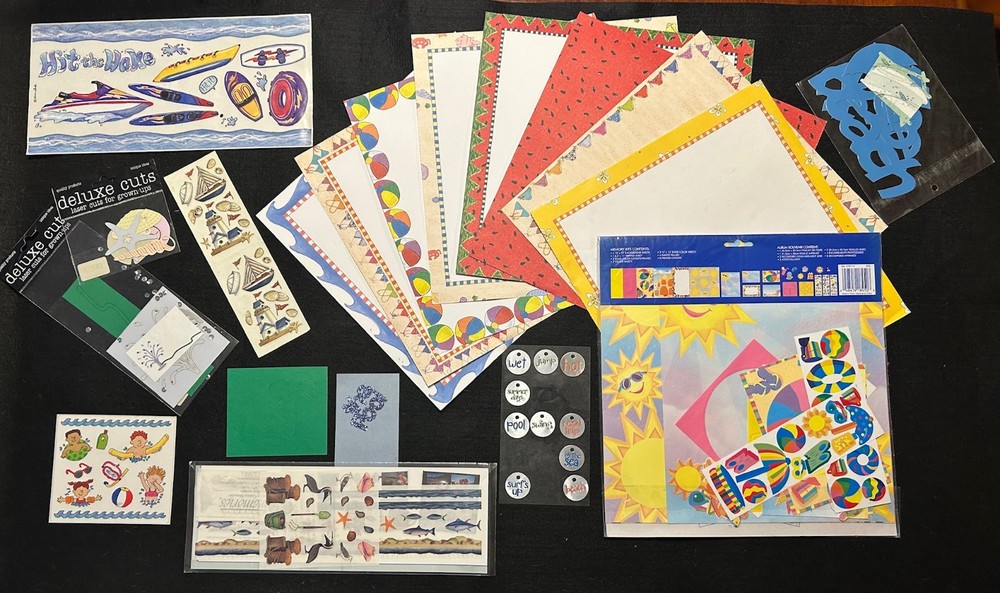 Summer Scrapbook Lot Paper Stickers Beach Pool Travel Vacation Theme Kit NEW