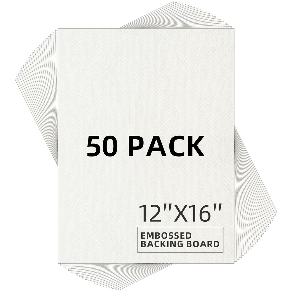 50 Pack Embossed Backing Board, 12×16 Acid-Free Mat Boards, 4 Ply Thickness U…