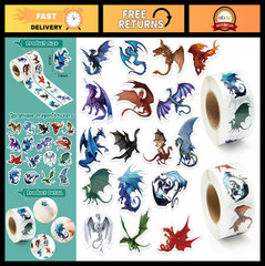 1000PCS Dragon Stickers Roll – Realistic Aesthetic Decals for Water Bottles, Lap