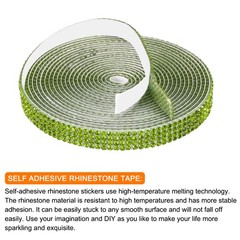0.35 Inch Self Adhesive Rhinestone Strips 3 Yard for Crafts,Light Green