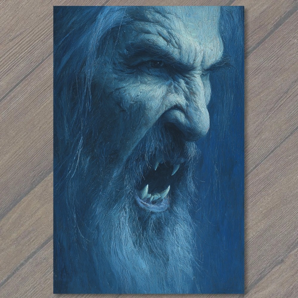 STICKER Vampire Elder Snarling Fangs Dark Gothic Portrait