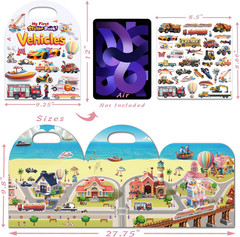 3-Pack Reusable Sticker Books for Toddlers 2-4 Years, Vehicles, Animals & Farm