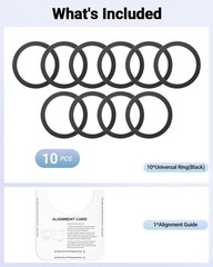 Black Magsafe Ring Stickers 10 Pieces Metal for Wireless Charging Compatibility