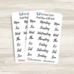 Script Days of the Week Functional Sticker Sheet, Cute Planner, Bullet Journal