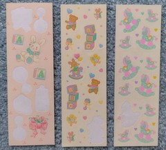 Lot of Baby Paper, Stickers, Ribbon for Card Making Scrapbooking Journaling
