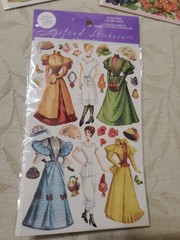 3 Vtg Gifted Line The Kirshner Sticker Sheet Victorian Dress Flower Tea Cups 92