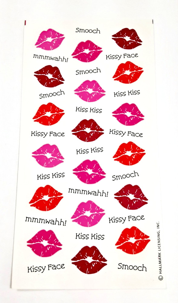 Hallmark kissing lips sticker sheet