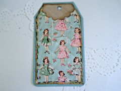 Paper quilted tags vintage inspired handmade set of 6