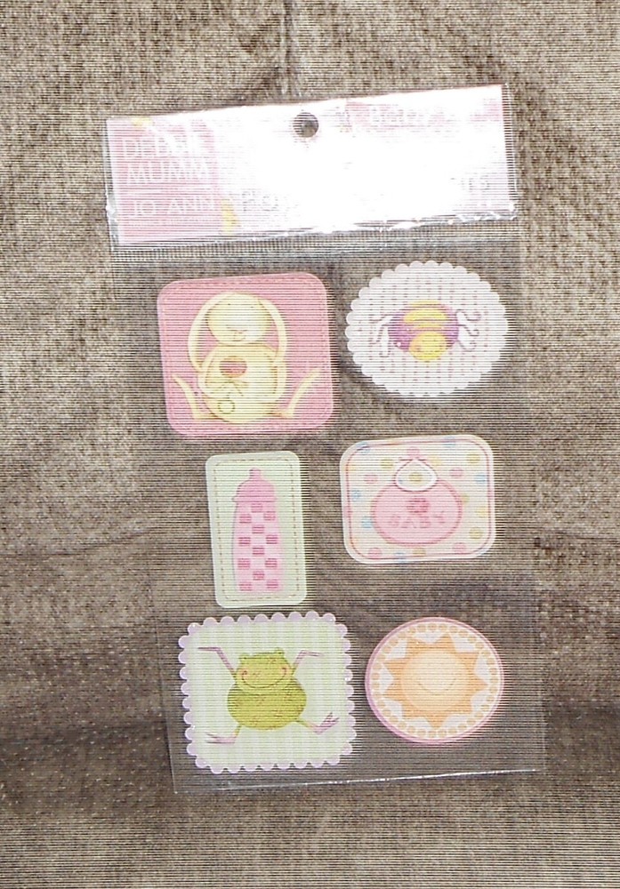 Baby Girl Debbie Mumm for Joann’s Pop-Up Scrapbook Stickers Bunny Bottle Frog