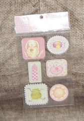 Baby Girl Debbie Mumm for Joann’s Pop-Up Scrapbook Stickers Bunny Bottle Frog