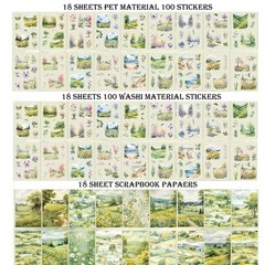 Plant Landscape Scrapbook Stickers 36 Sheets 200 Pre-Cut Washi Stickers for Jour