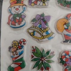Vintage Puffy Stickers Russ Christmas Stick Ons Taiwan 1980s Santa Reindeer NOS