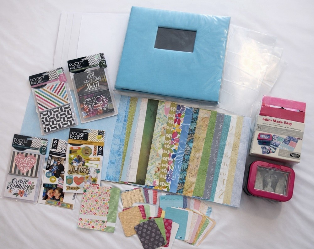 Scrapbooking HUGE LOT Paper Stickers Pocket Pages Punch Project Life Craft Haul