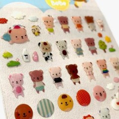 CUTE TEDDY BEAR GEL STICKERS Sheet Animal Craft Kids Scrapbook Sticker Bebe