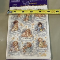 Vintage Sticker Sheet Cute Glittery Angels Glittery Hallmark 1994 New In Package