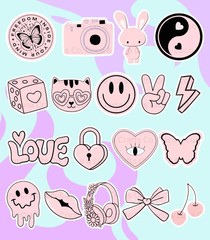 Pink Girly Aesthetic Sticker Set – 18 Piece