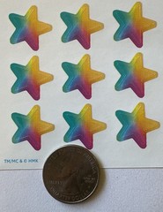 COLORFUL STAR Stickers(21pc) Hallmark…Rainbow…Teal…Yellow…Pink…Blue…Card Making