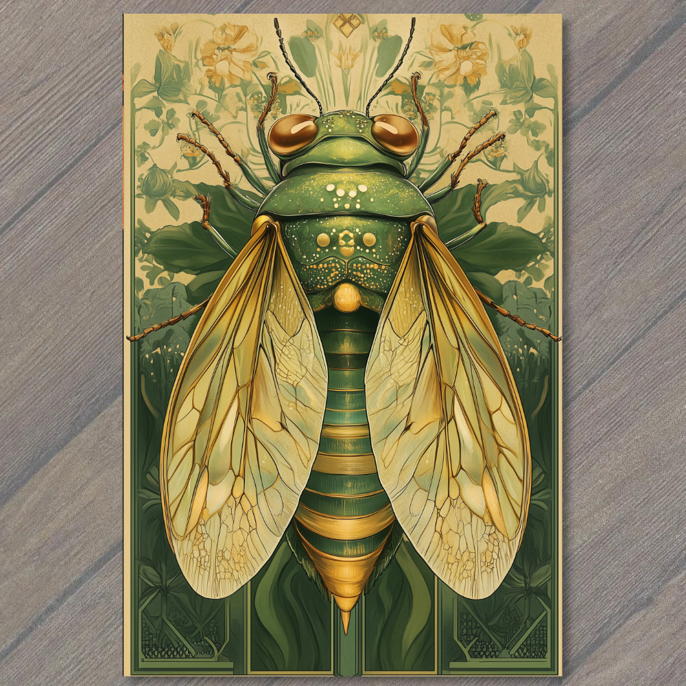 STICKER Green Gold Insect Botanic Wings Beetle Nature Pattern Garden Fantasy