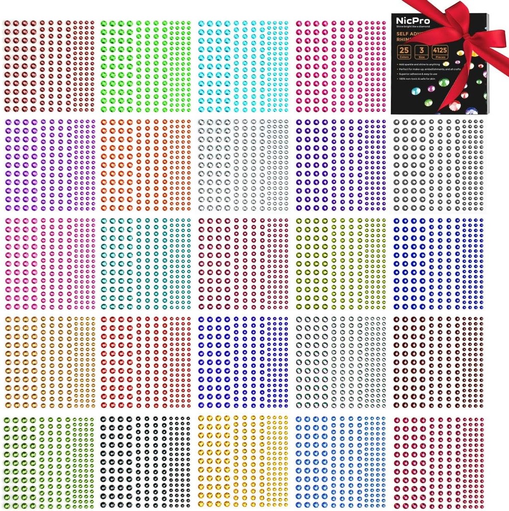 Rhinestone 25 Sheet 25 Colors, Red, Blue, Coffee, Green, Violet, Ab Clear