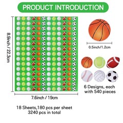 Sports Balls Stickers 3240 Pcs Soccer Tennis Basketball Football Baseball