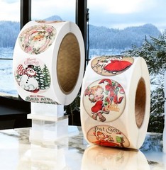 2 ROLLS = 1000PCS 1” Vintage Retro Nostalgia Old Christmas Stickers Labels Lot