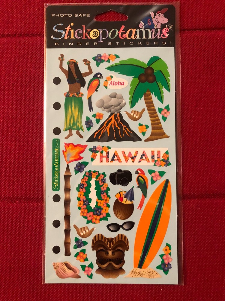 Stickopotamus Binder Stickers HAWAII surfboard, palm tree, hula NEW 2 Available