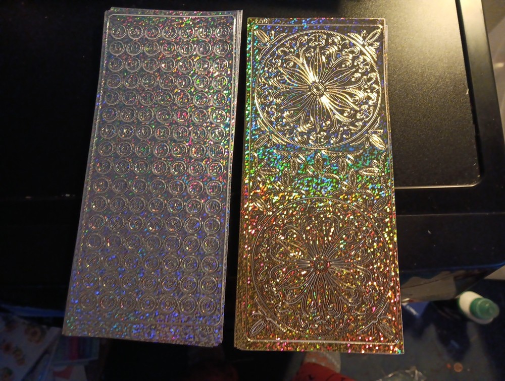 2X HOLOGRAPHIC STICKERS SCRAPBOOKING NEW (ST1057) FIGURES/LETTERS (1 CM)