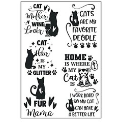 Guirongxin 6Sheets Pet Dog and Cat Funny Words 5.6×5.6inch/4.4×6.4inch, Clear