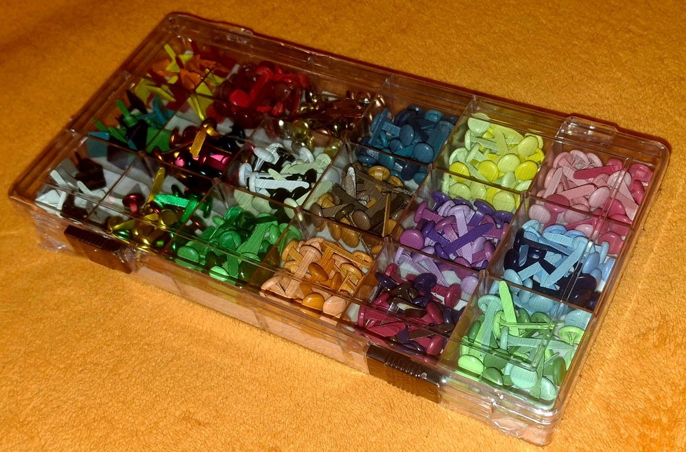 NEW 360 paper craft metal fasteners multi color plus storage box LOOK Free ship