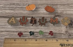 Autumn Fall Plastic Embellishments, Paper Pumpkins & Metal Leaf Brads Lot of 12