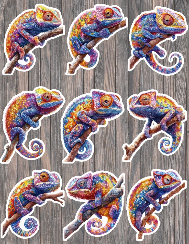 Colorful Chameleon Die Cut Vinyl Stickers Scrapbooking Laptop Waterbottle