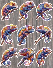 Colorful Chameleon Die Cut Vinyl Stickers Scrapbooking Laptop Waterbottle