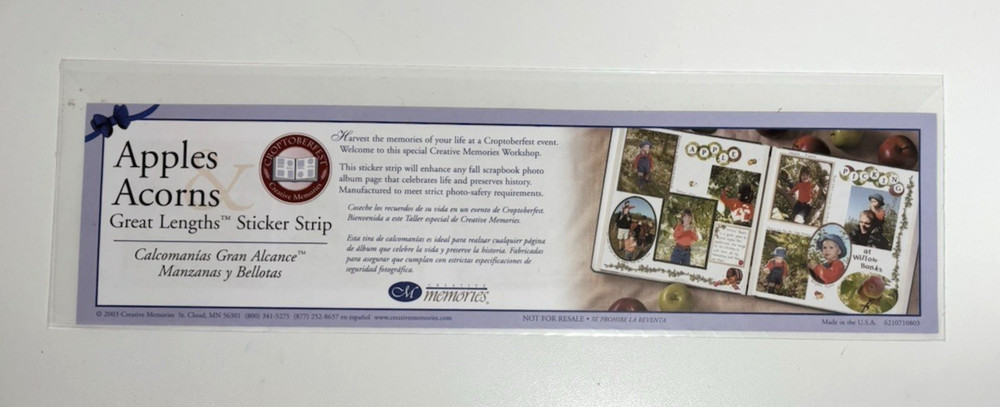 Creative Memories Apples & Acorns Great Lengths Sticker Strip Thanksgiving Fall
