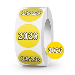 500 PCS 2026 Stickers 1 Inch Round Coded Colored Vinyl Year Labels